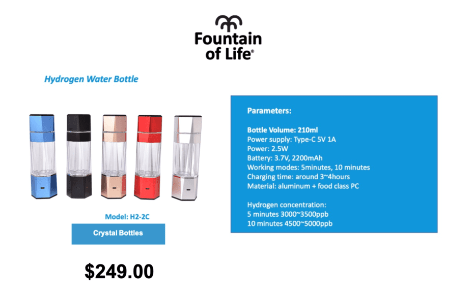 Fountain Of Life hydrogen bottles